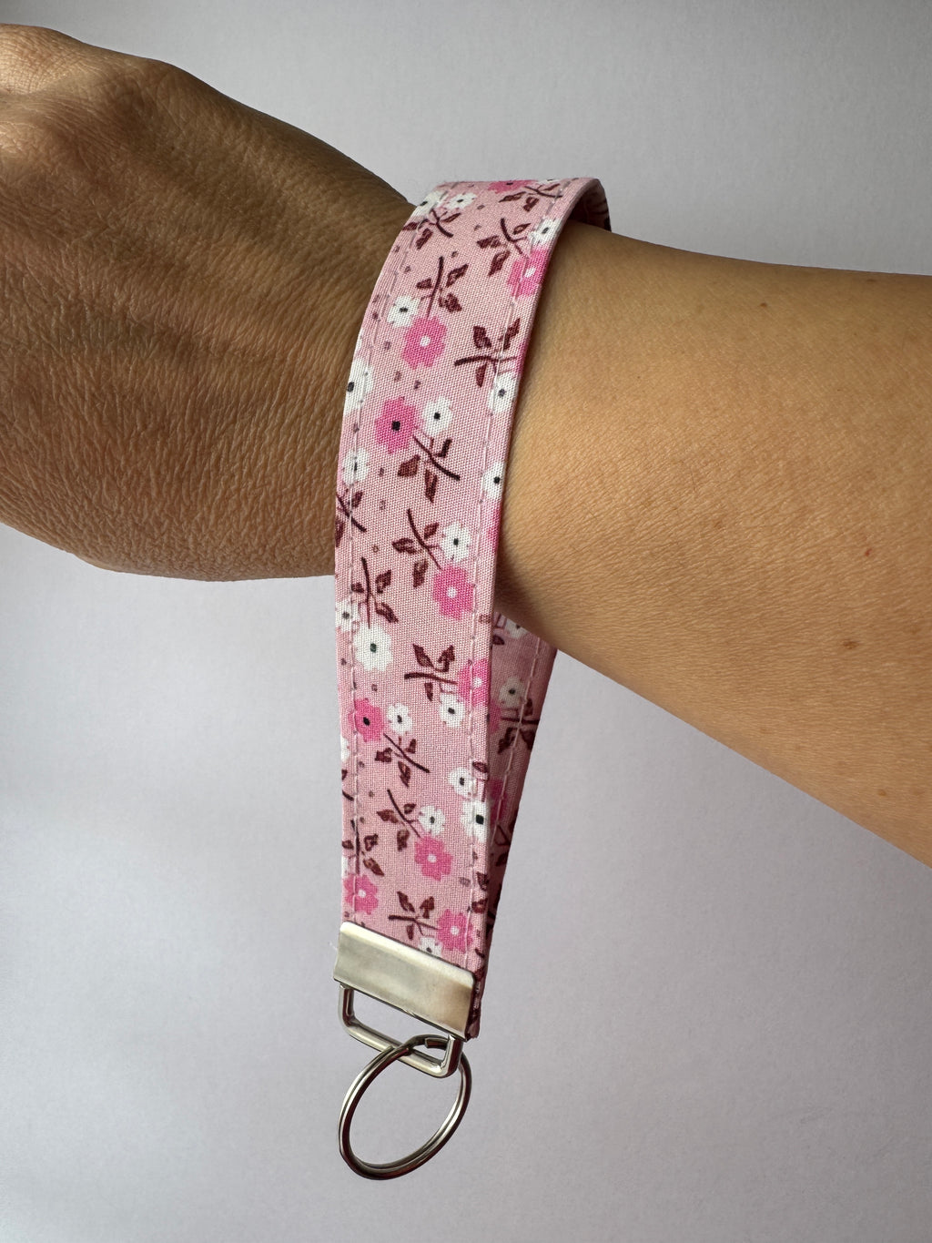 Cottage Posies Wristlet Keychain | Handmade Floral Key Fob | Fabric Wristlet Key Holder | Pink Keychain | Gift for Her | Cute Wrist Strap