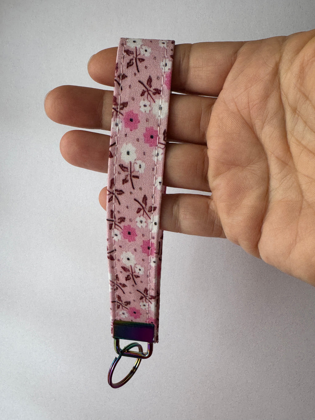 Cottage Posies Wristlet Keychain | Handmade Floral Key Fob | Fabric Wristlet Key Holder | Pink Keychain | Gift for Her | Cute Wrist Strap