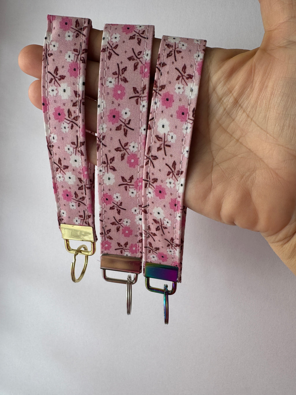 Cottage Posies Wristlet Keychain | Handmade Floral Key Fob | Fabric Wristlet Key Holder | Pink Keychain | Gift for Her | Cute Wrist Strap
