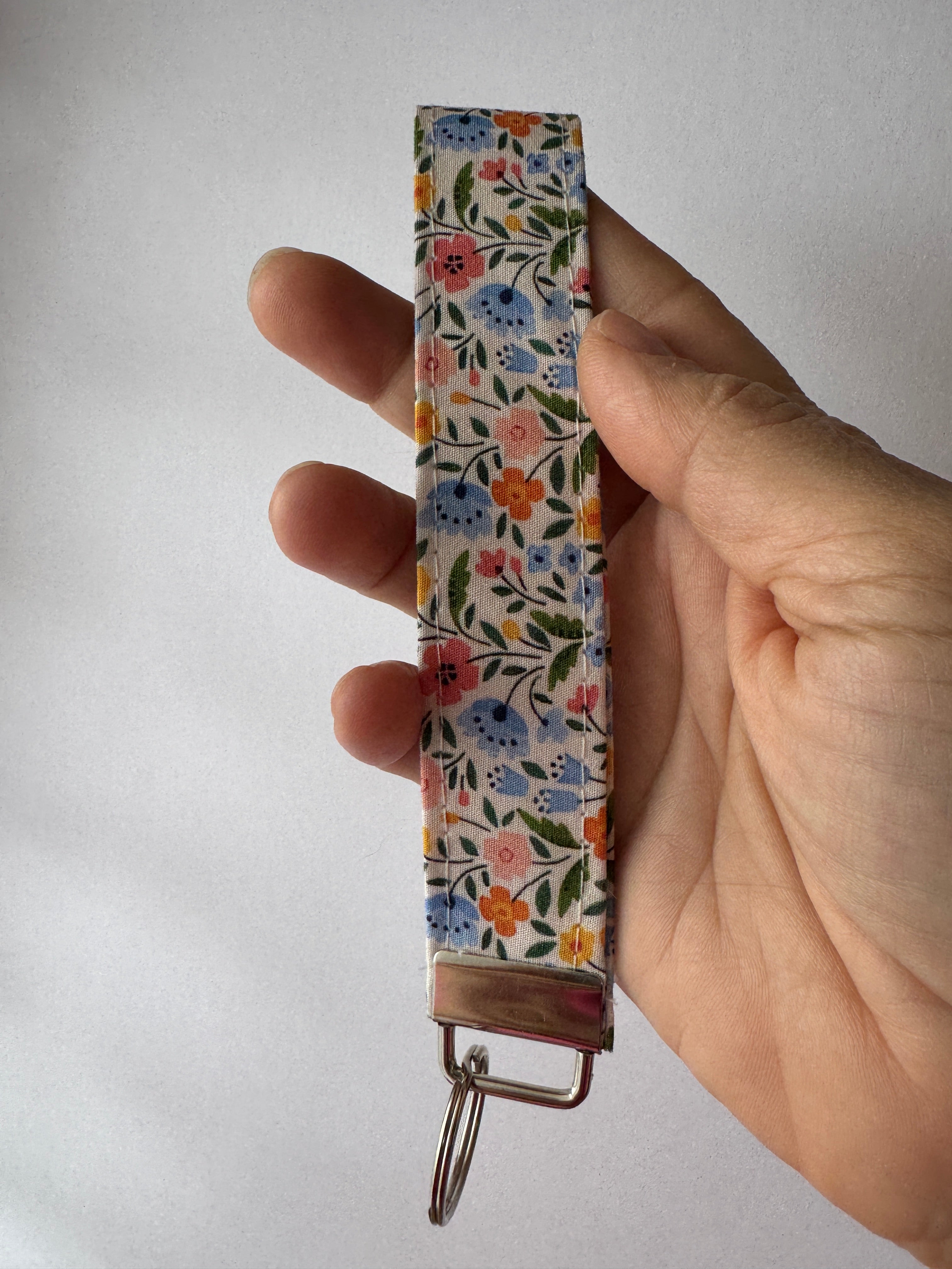 Meadow Bright Floral Wristlet Keychain | Handmade Fabric Key Fob | Wrist Key Holder | Cute Gift for Women | Teacher Gift | Floral Keychain