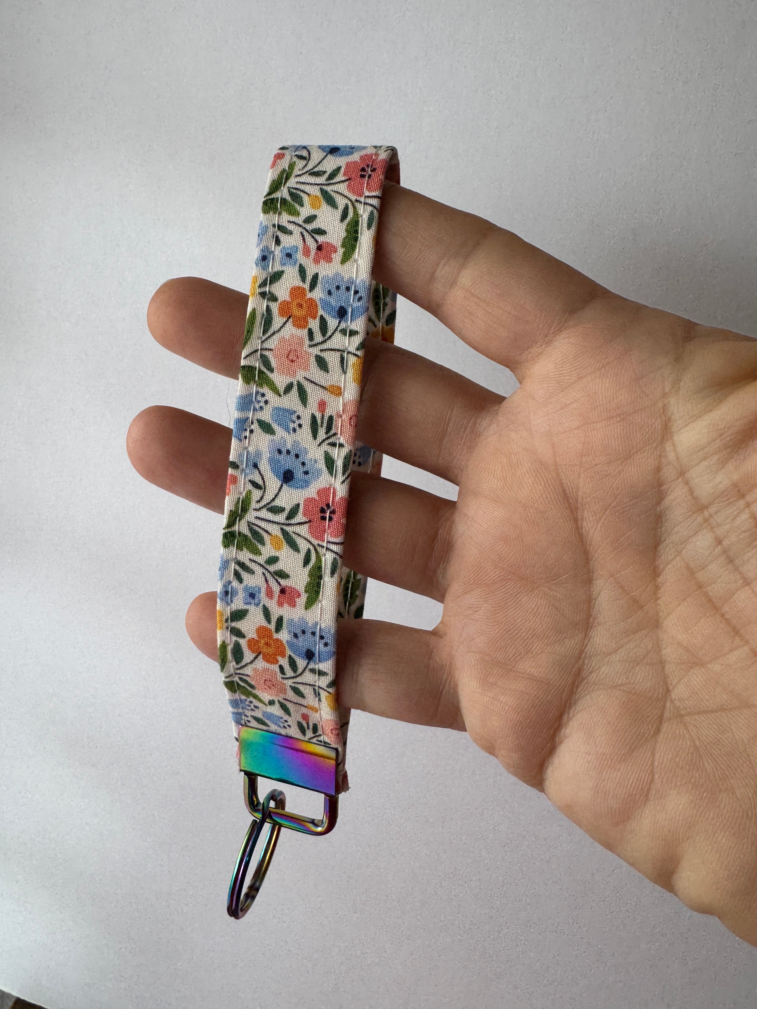 Meadow Bright Floral Wristlet Keychain | Handmade Fabric Key Fob | Wrist Key Holder | Cute Gift for Women | Teacher Gift | Floral Keychain