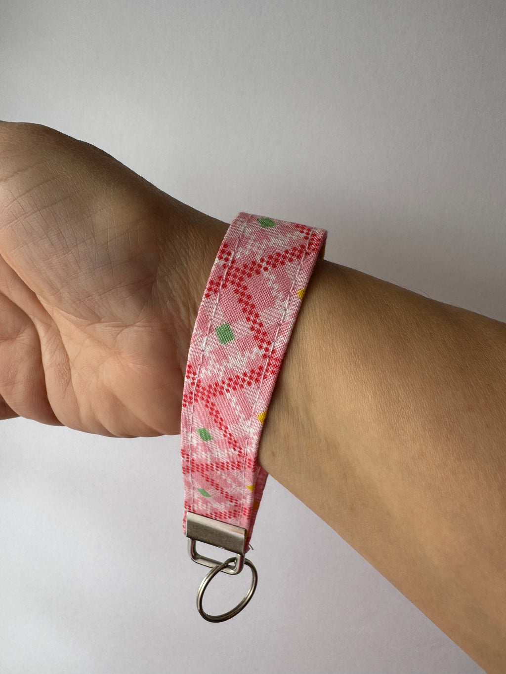 Gingham Bloom Wristlet Keychain