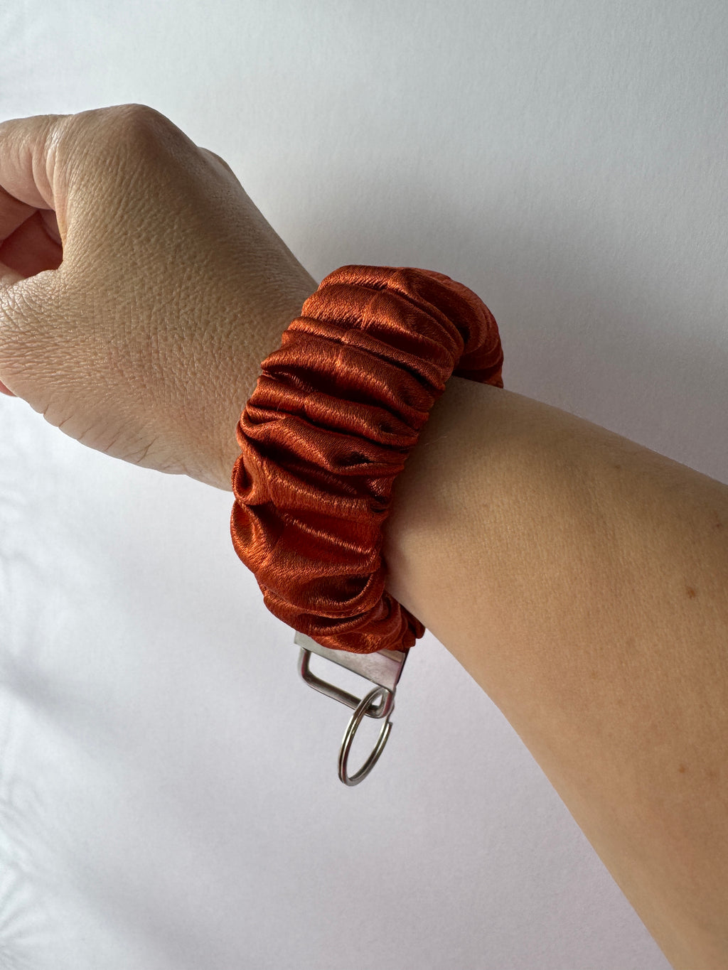 Autumn Ember Scrunchie Wristlet Keychain | Satin Keychain Bracelet | Handmade Key Fob Wristlet | Fall Gift for Her | Cute Car Key Holder