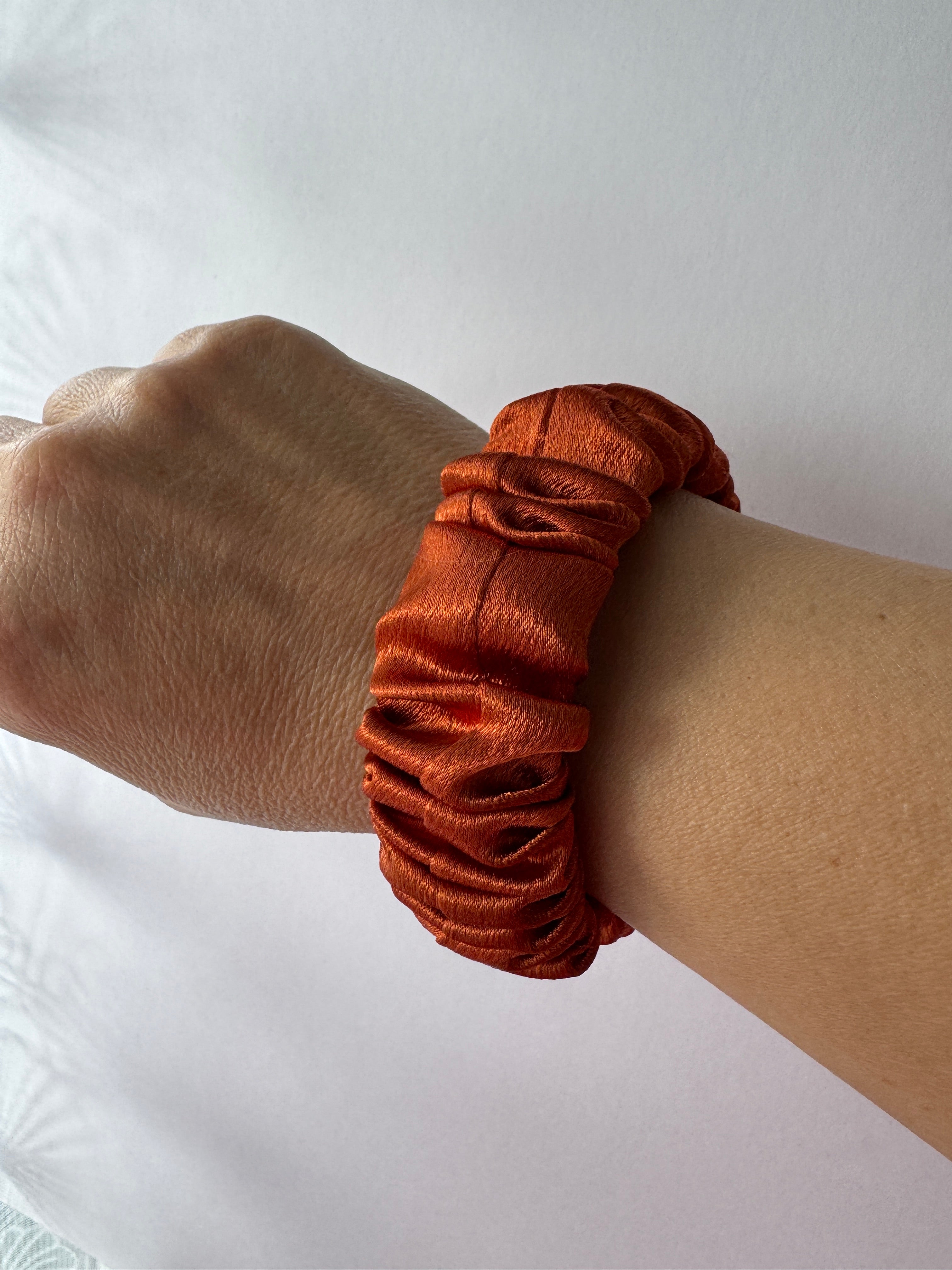 Autumn Ember Scrunchie Wristlet Keychain | Satin Keychain Bracelet | Handmade Key Fob Wristlet | Fall Gift for Her | Cute Car Key Holder