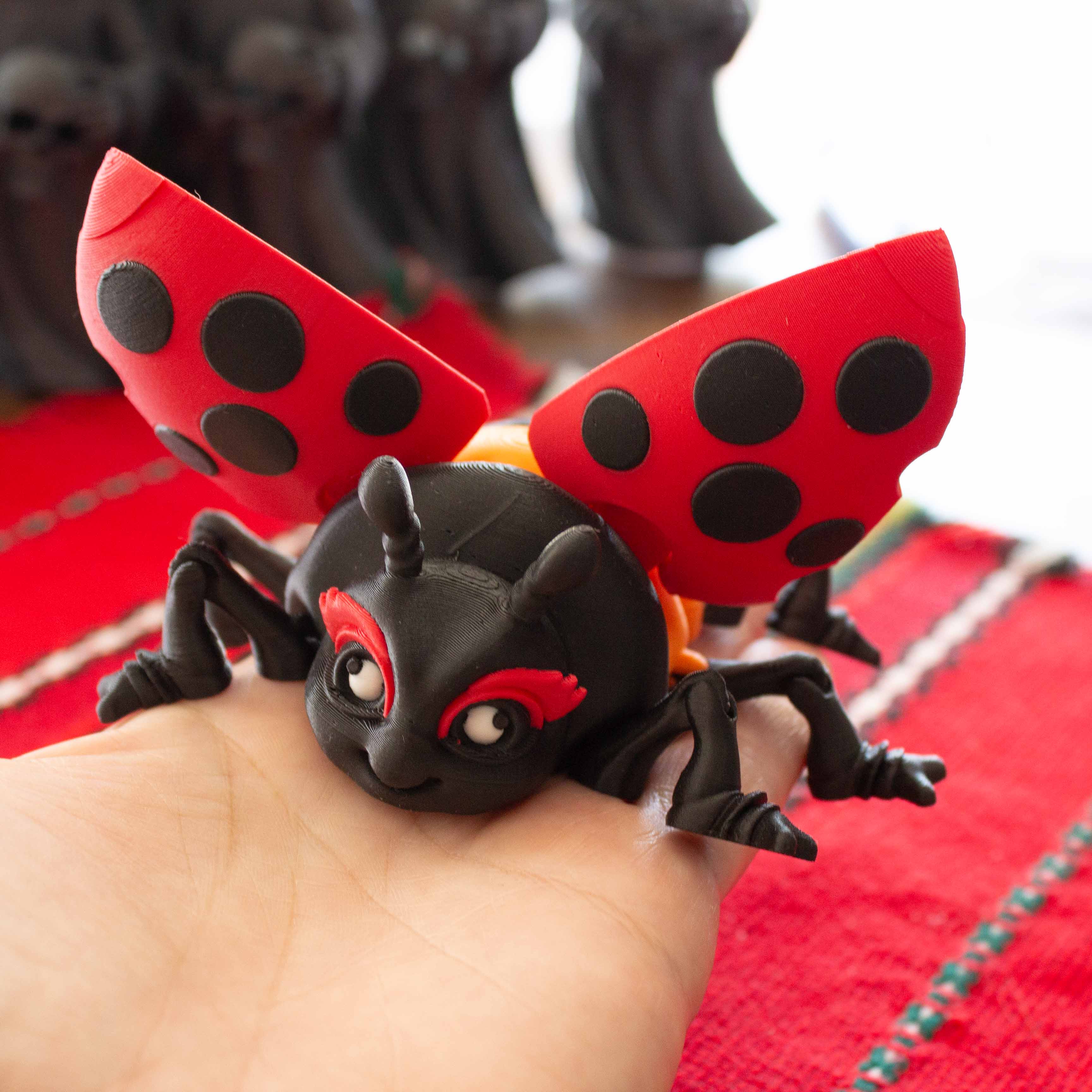 Lola the Lucky Ladybug - 3D-printed Flexi Toy and Desk Pal Good Luck Charm