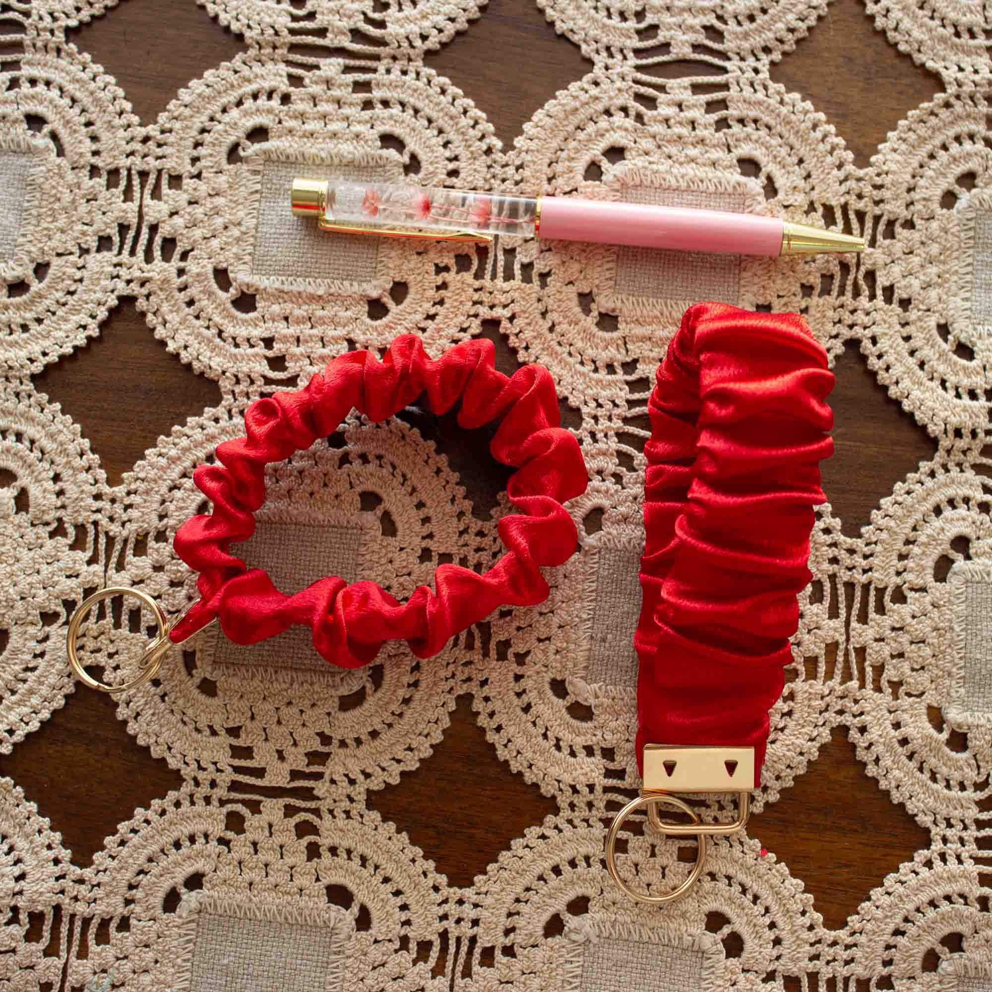Scarlet Luxe Scrunchie Wristlet