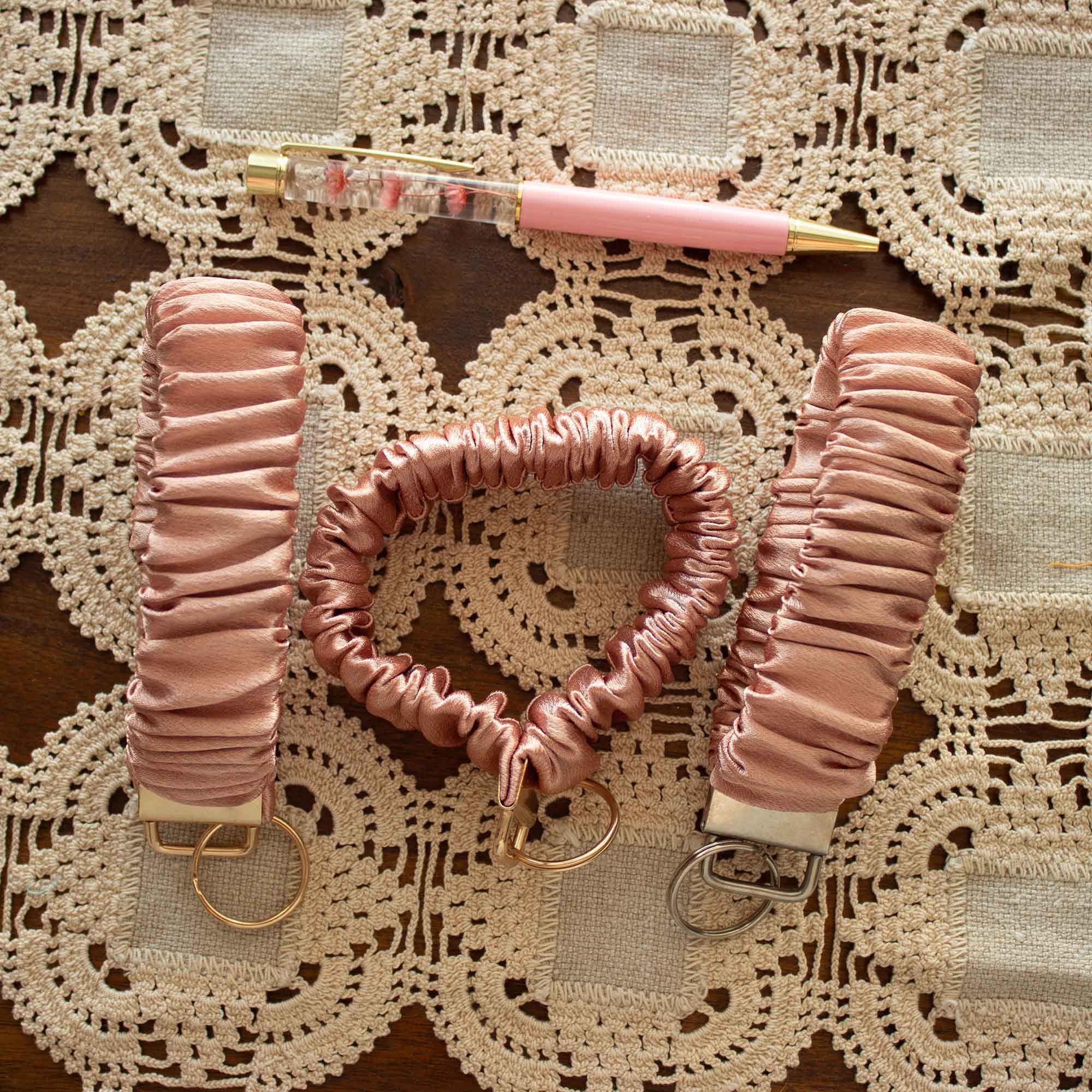 Rose Gold Radiance Scrunchie Wristlet