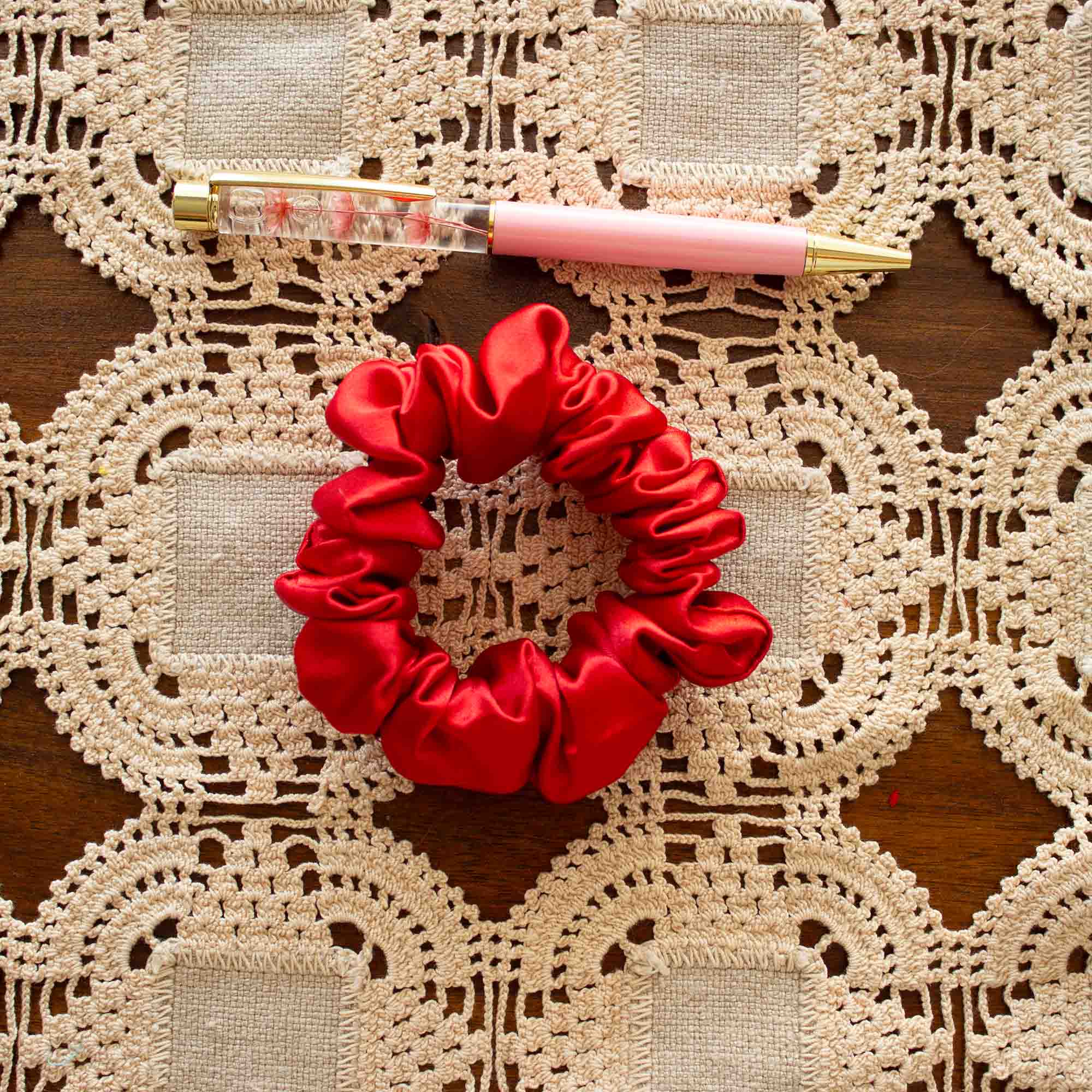 Crimson Bloom Scrunchie -Sime M or Mini